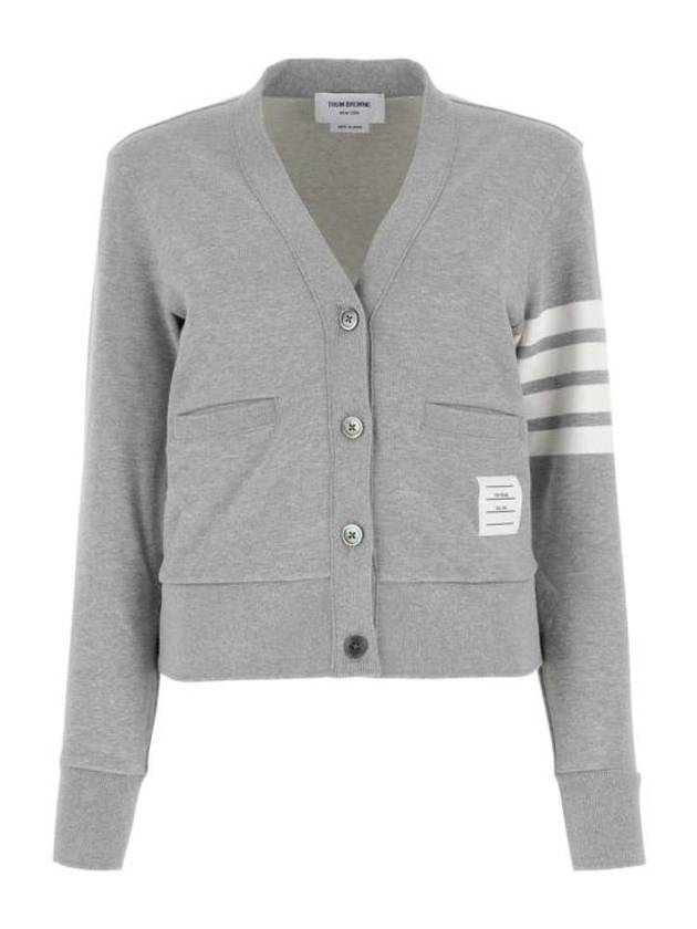 4-Bar Loopback Jersey Cardigan Light Grey - THOM BROWNE - BALAAN 2