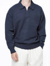 Men s M243TP08NY Dense Modal Open Collar Knit Navy - CHANCE'S NOI - BALAAN 3