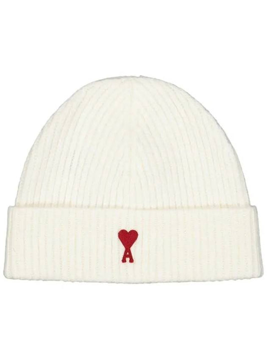 Heart Logo Wool Beanie White - AMI - BALAAN 2