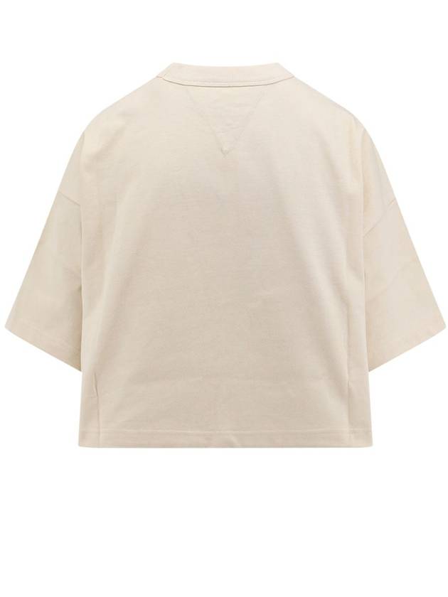 Croptop Cotton Short Sleeve T-Shirt Ivory - BOTTEGA VENETA - BALAAN 7