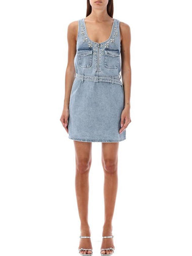 Self-Portrait Tank Denim Mini Dress Embellished - SELF PORTRAIT - BALAAN 1