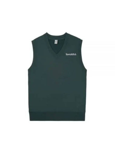 Serif Logo Embroidered V Neck Vest ForestWhite VNAW2313FO 15 - SPORTY & RICH - BALAAN 1