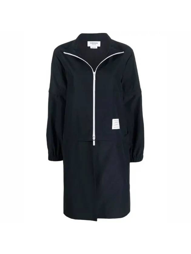 Ripstop 2 Way Zip Up Hoodie Navy - THOM BROWNE - BALAAN 1