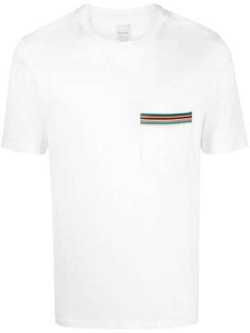 Signature Striped Pocket Short Sleeve T-Shirt White - PAUL SMITH - BALAAN 1