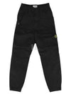 Logo Twill Cotton Cargo Track Pants Black - STONE ISLAND - BALAAN 2