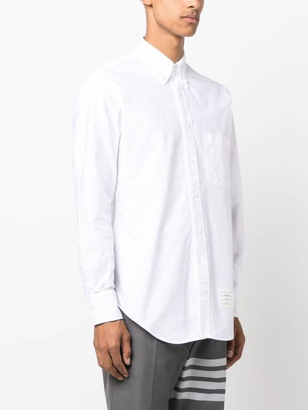 Men's Logo Patch Classic Cotton Long-Sleeve Shirt White - THOM BROWNE - BALAAN 4