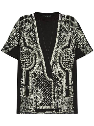 Balmain Oversize T-shirt With Print, Women's, Black - BALMAIN - BALAAN 1