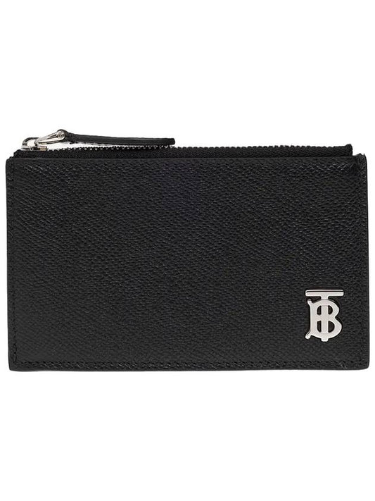 TB logo zipper calfskin card wallet black - BURBERRY - BALAAN.