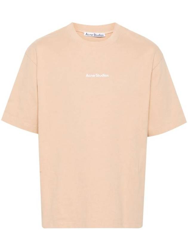 Stamp Logo Cotton Short Sleeve T-Shirt Beige - ACNE STUDIOS - BALAAN 1