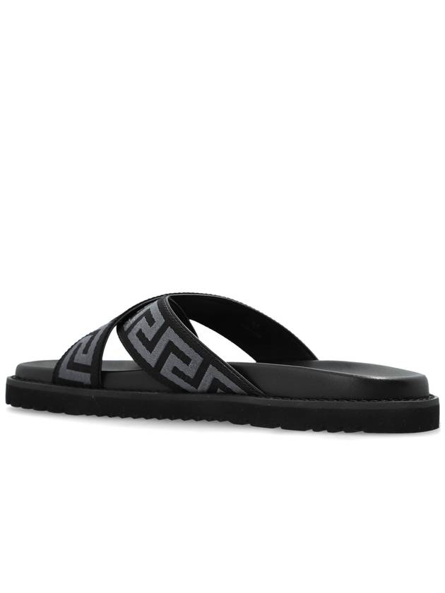 Versace Slides With ‘Greca’ Pattern, Men's, Black - VERSACE - BALAAN 5