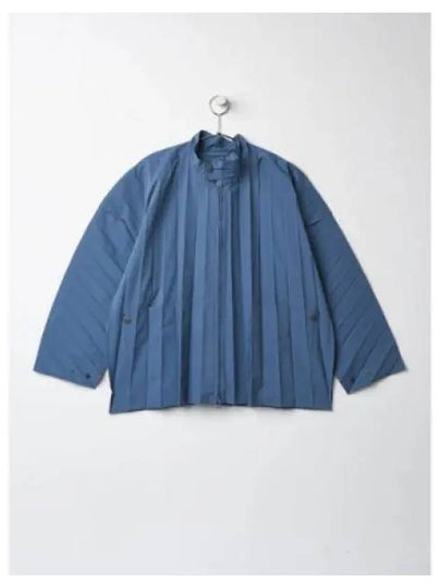 High Neck Zip-Up Jacket Blue - ISSEY MIYAKE - BALAAN 2