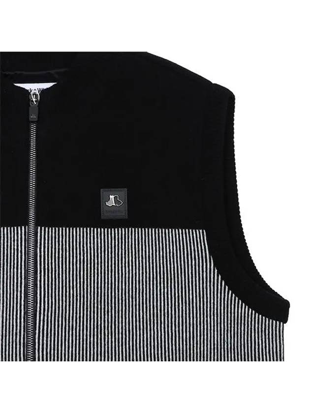 Men s pinstripe jacquard full open knit vest 2114GXVW BLACK - BLACK&WHITE - BALAAN 3