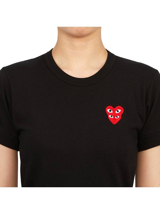 Women's Double Red Waffen Short Sleeve T-Shirt P1 T287 1 Black - COMME DES GARCONS PLAY - BALAAN 6