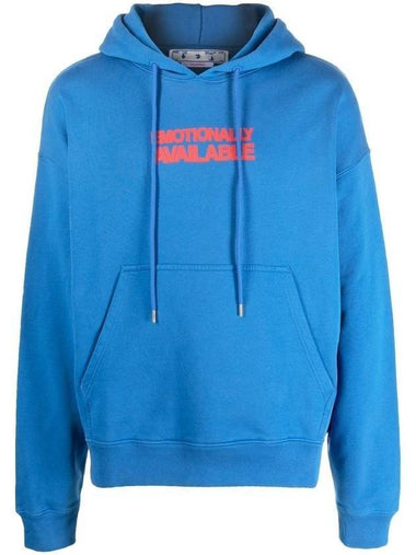 Arrow Slogan Print Hoodie Blue - OFF WHITE - BALAAN 1