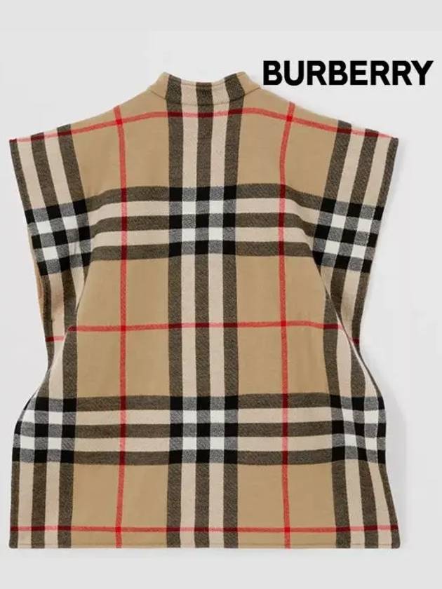 Kids Reversible Vintage Check Wool Jacquard Cape Poncho Archive Beige 8051756 - BURBERRY - BALAAN 3