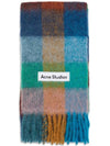 Check Mohair Muffler Turquoise Camel Blue - ACNE STUDIOS - BALAAN 2