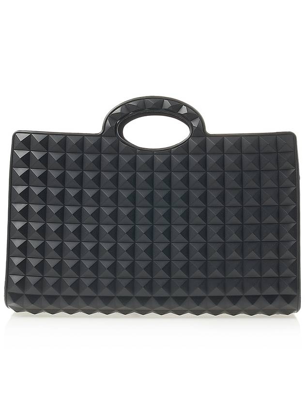 Le Troisieme Stud Pattern Rubber Tote Bag Black - VALENTINO - BALAAN 4