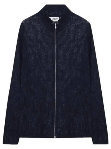 Men's Shrunken Full Zip Polo Zip-Up Cardigan Navy - OUR LEGACY - BALAAN 1