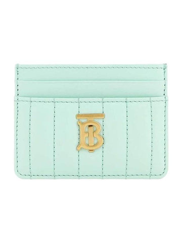 Laura Quilted Leather Card Wallet Cool Mint - BURBERRY - BALAAN 1