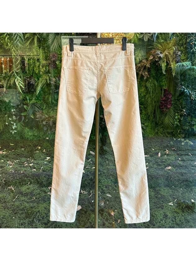 Men's Slim Fit Garment Dyed Cotton Straight Pants Beige - LORO PIANA - BALAAN 5