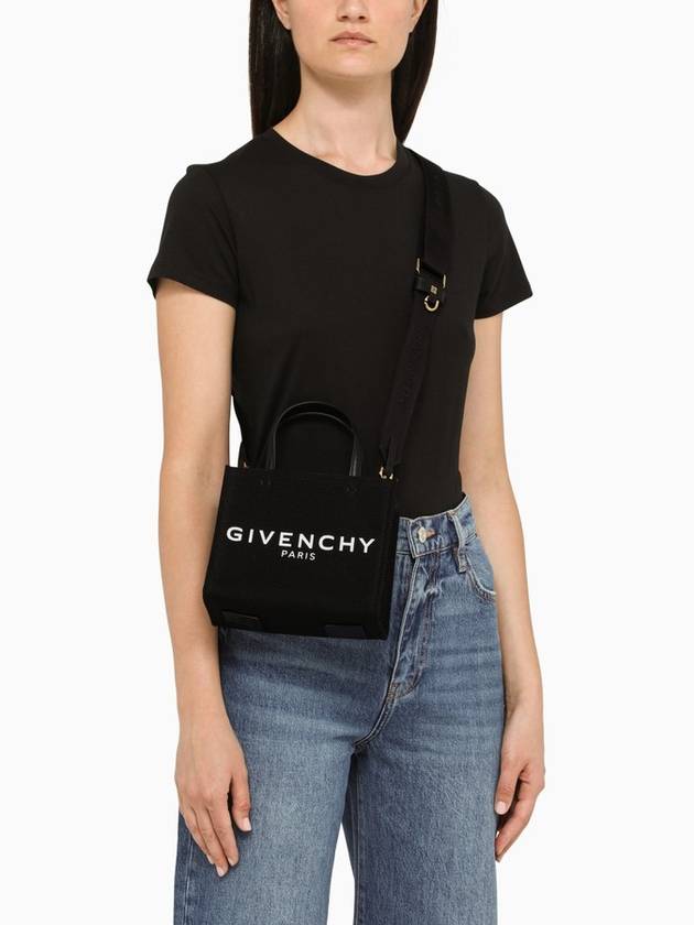 Mini G-Tote Shopping Bag In Canvas Black - GIVENCHY - BALAAN 4