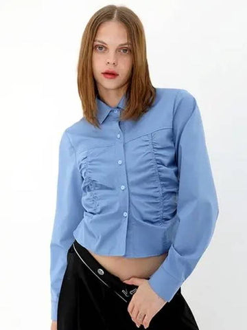 Crease Cotton Blue Shirt - DAMAGE MNEMONIC - BALAAN 1