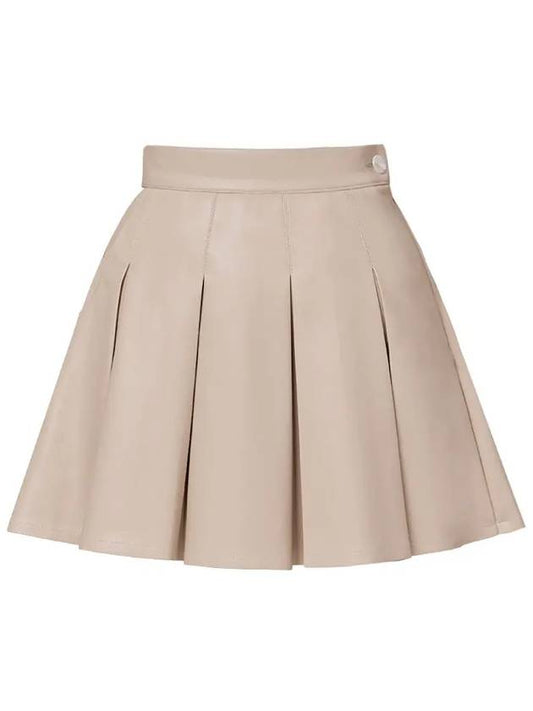 Golf Wear Wide Pleated Leather Skirt Beige - J JANE - BALAAN 2