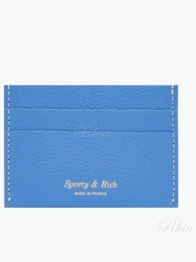 Logo Stamp Grained Leather Card Holder Ocean - SPORTY & RICH - BALAAN 2