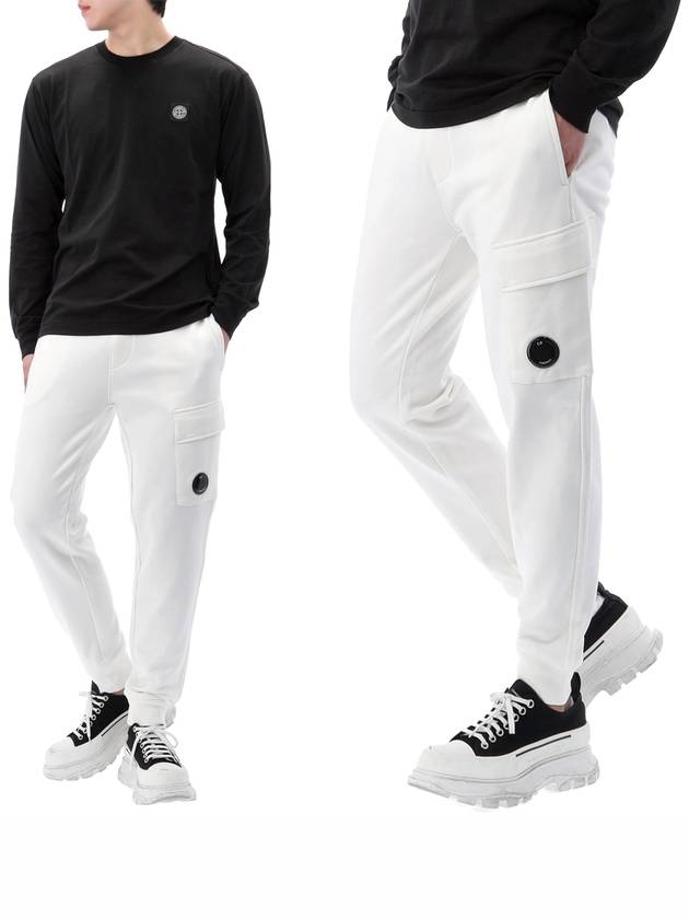 Diagonal Raised Fleece Cargo Track Pants White - CP COMPANY - BALAAN 2