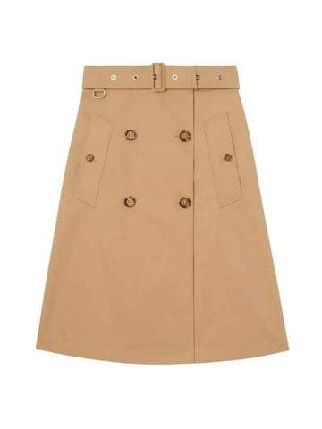 Belt Cotton Gabardine Trench A-Line Skirt Beige - BURBERRY - BALAAN 1