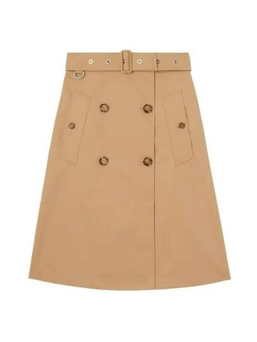 Belt Cotton Gabardine Trench A-Line Skirt Honey - BURBERRY - BALAAN 1