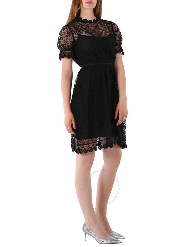 Women's Embroidered Tulle Lace Midi Dress Black - BURBERRY - BALAAN 3