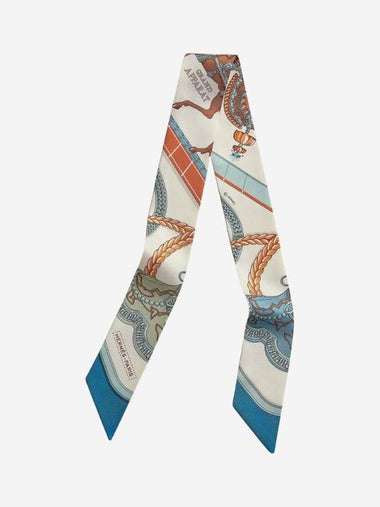 Grand Apparat Twilly Silk Scarf Creme Blue Terracotta - HERMES - BALAAN 1