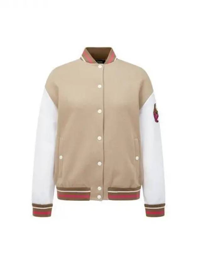 Women s color combination sleeve snap button stadium jacket beige 270631 - HERNO - BALAAN 1