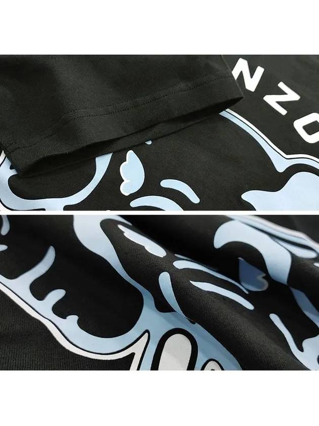 Cotton Elephant Print Short Sleeve T Shirt Black - KENZO - BALAAN 5