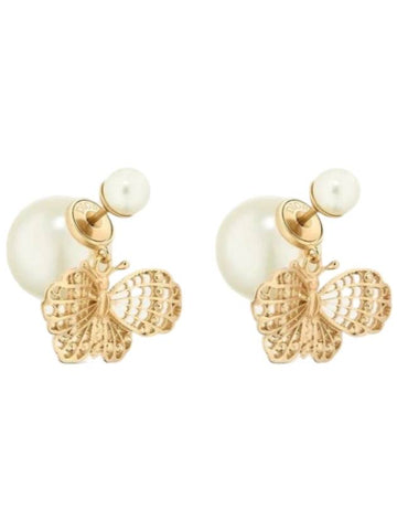 Tribales Resin Pearl Earrings Gold - DIOR - BALAAN 1