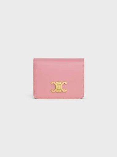 Triomphe Compact Shiny Calfskin Half Wallet Rose - CELINE - BALAAN 1