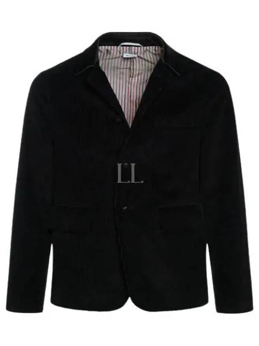 Men's Corduroy Button Up Cutaway Blazer Jacket Black - THOM BROWNE - BALAAN 2