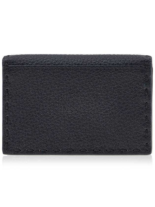 Selleria Logo Leather Card Wallet Black - FENDI - BALAAN 4