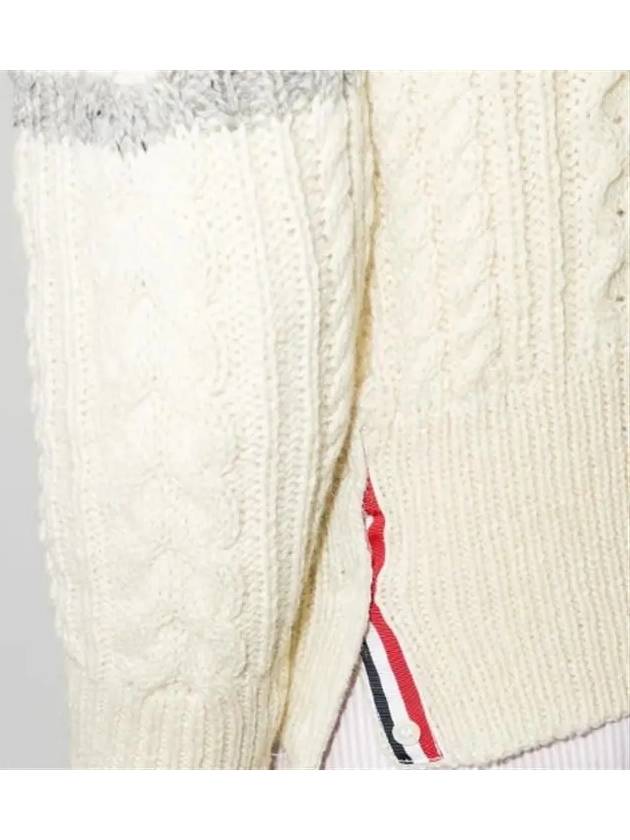 4-Bar Aran Cable Pullover Knit Top White - THOM BROWNE - BALAAN 5