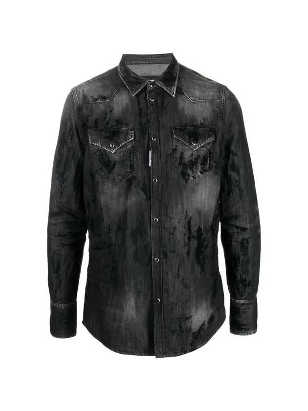 FW23 flock denim shirt S71DM0647 S30826 - DSQUARED2 - BALAAN 1