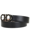 Men's Adjustable Gancini Leather Belt Black - SALVATORE FERRAGAMO - BALAAN 3