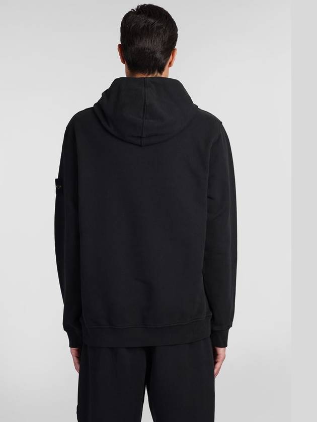 Wappen Patch Brushed Cotton Fleece Hoodie Black - STONE ISLAND - BALAAN 4