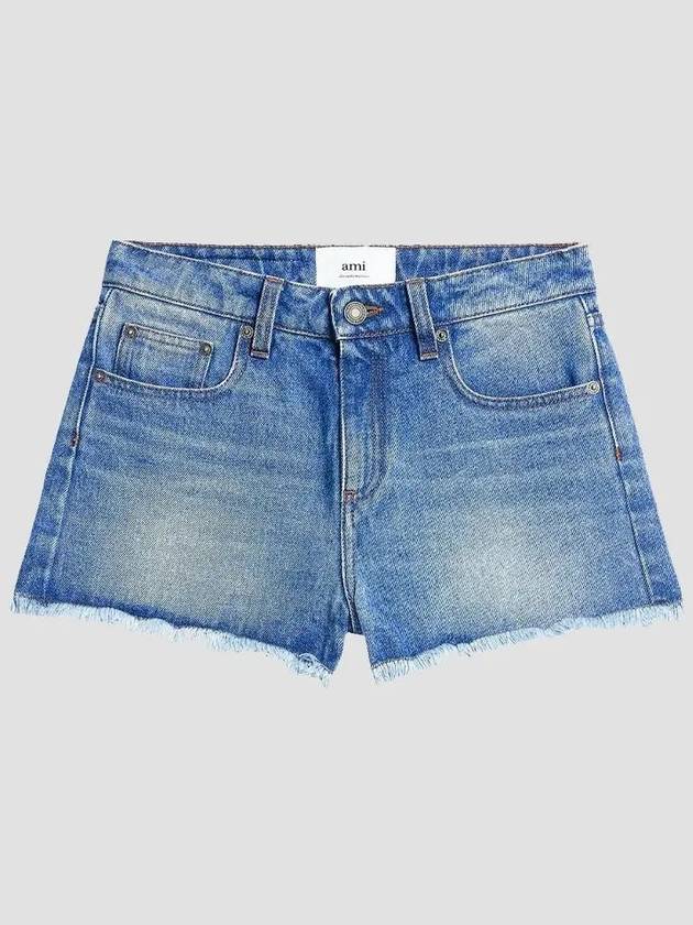 Fringe Denim Shorts Blue - AMI - BALAAN 4