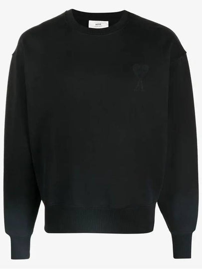 Tone On Tone Big Heart Logo Sweatshirt Black - AMI - BALAAN 2