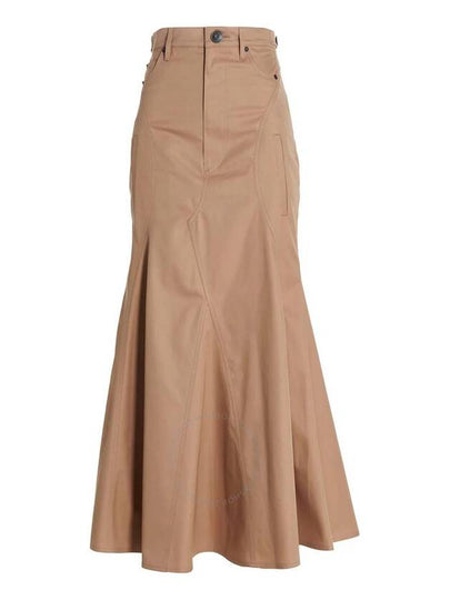 Women's Floor Length Cotton Gabardine A-Line Skirt Pale Nude - BURBERRY - BALAAN 2