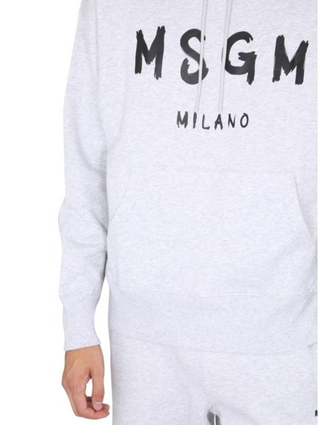 Milan Brushed Logo Cotton Hoodie Light Grey - MSGM - BALAAN 5