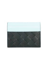 Intrecciato Two-Tone Card Wallet Blue - BOTTEGA VENETA - BALAAN 3