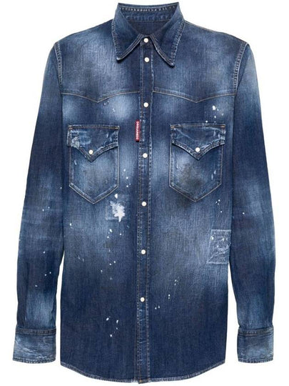 24 ss Denim Shirt WITH Blish Effect S74DM0795S30341470 B0650980205 - DSQUARED2 - BALAAN 2