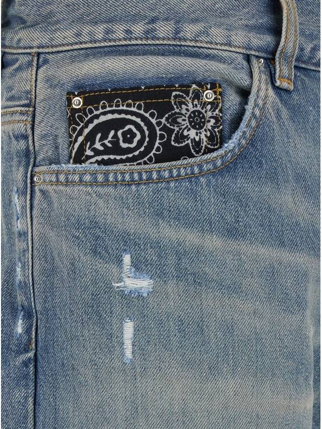 Light Blue Jeans With Rips And Bandana Detail In Denim Man - AMIRI - BALAAN 3